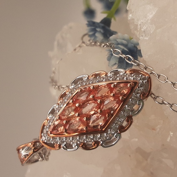 Jewelry - RARE, 925 Limited Edition, Padparadscha Sapphire & White Zircon. 43/950. FIRM.